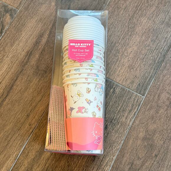Hello Kitty & Friends Sanrio Hot Cups Set of 10 Cups with Lids Sleeves Hearts - Picture 2 of 12